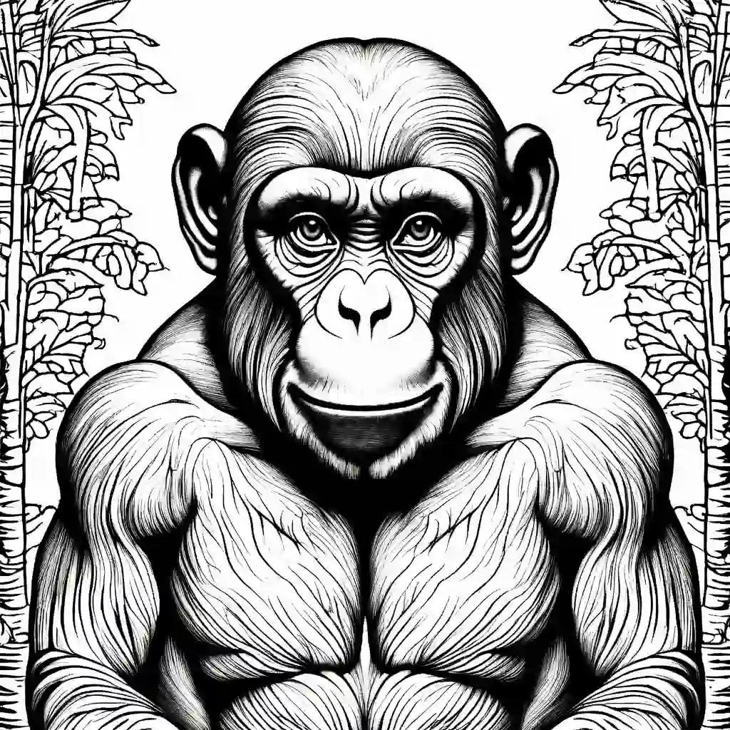 Chimpanzees Printable Coloring Book Pages for Kids